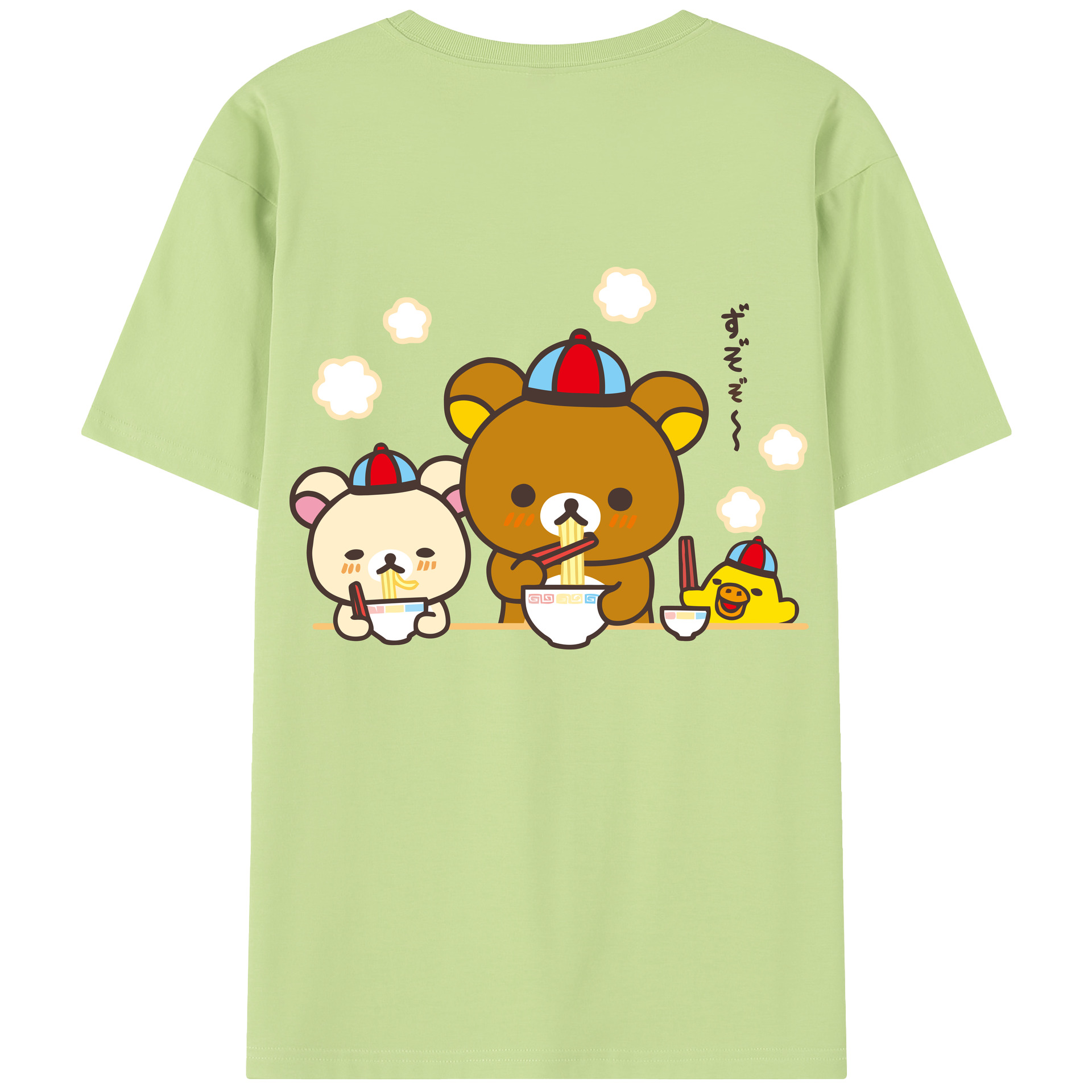 （画像用） リラックマ リラックマ キイロイトリ Rilakkuma Korilakkuma Kiiroitori 綿100％半袖Tシャツ（背面プリント）